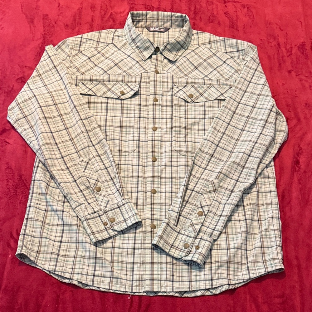 Stio Green and Gray Plaid Shirt